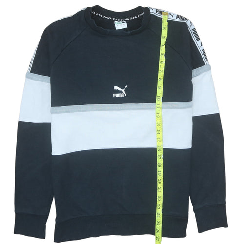 Puma Men’s Black Small Pullover Sweatshirt Crew Neck Logo Sports Top