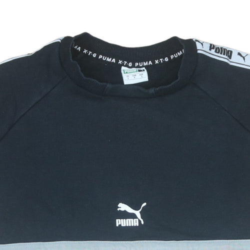 Puma Men’s Black Small Pullover Sweatshirt Crew Neck Logo Sports Top
