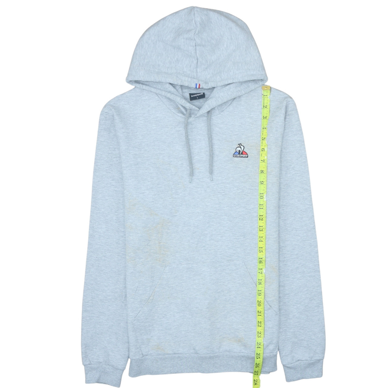 Le Coq Sportif Men’s Grey Pullover Hoodie L Logo Sportswear