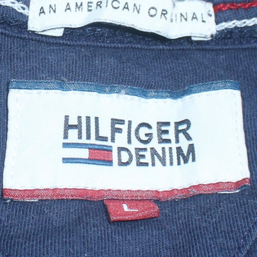 Hilfiger Denim Men's Navy Blue Crew Neck Cotton T-Shirt Size L