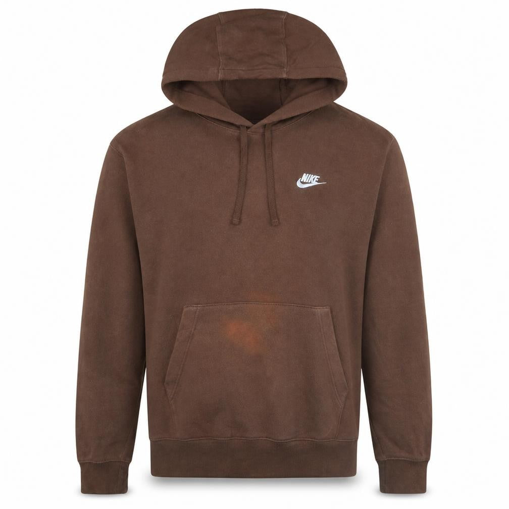 Front view of Nike Men's Brown Pullover Hoodie Medium Cotton Blend Casual Sweatshirt