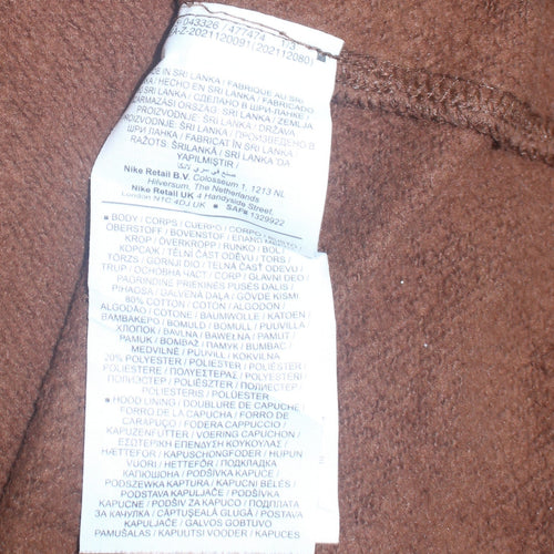 Nike Men's Brown Pullover Hoodie Medium Cotton Blend Casual Sweatshirt
