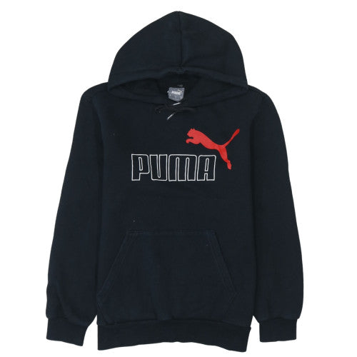Puma Womens Black XS Pullover Hoodie with Red Logo