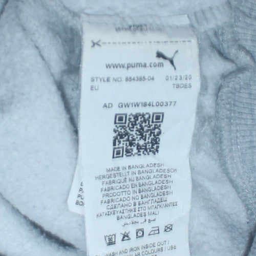 Puma Women Grey Crew Neck Pullover Sweatshirt Size S Logo Print