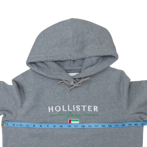 Hollister Men's Grey Pullover Hoodie L Dubai Embroidered Logo Jumper