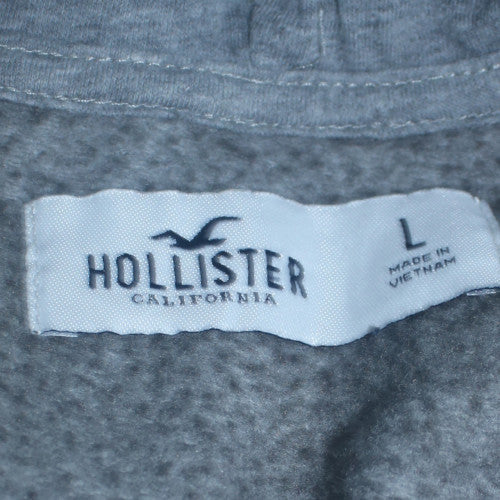 Hollister Men's Grey Pullover Hoodie L Dubai Embroidered Logo Jumper