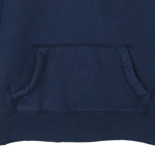 Hollister Men's Blue Pullover Hoodie M Fleece Embroidered Logo