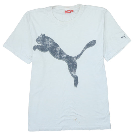 Puma Men's White Short Sleeve Crew Neck Cotton T-Shirt L