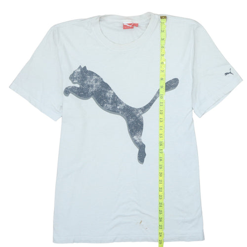 Puma Men's White Short Sleeve Crew Neck Cotton T-Shirt L