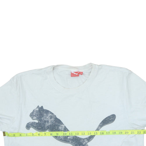 Puma Men's White Short Sleeve Crew Neck Cotton T-Shirt L