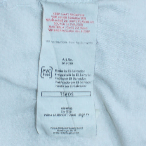 Puma Men's White Short Sleeve Crew Neck Cotton T-Shirt L