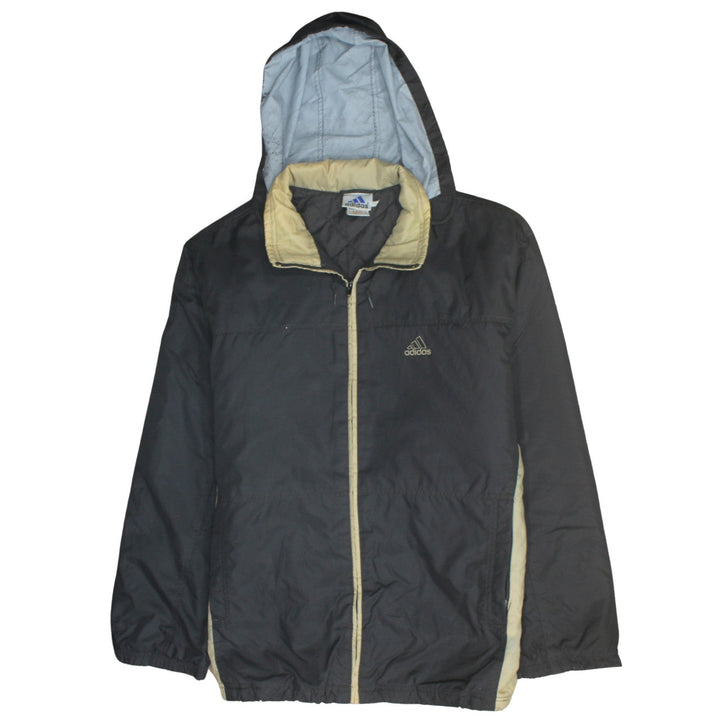 Adidas Womens Black Hooded Puffer Jacket Size L Lightweight Winter Coat