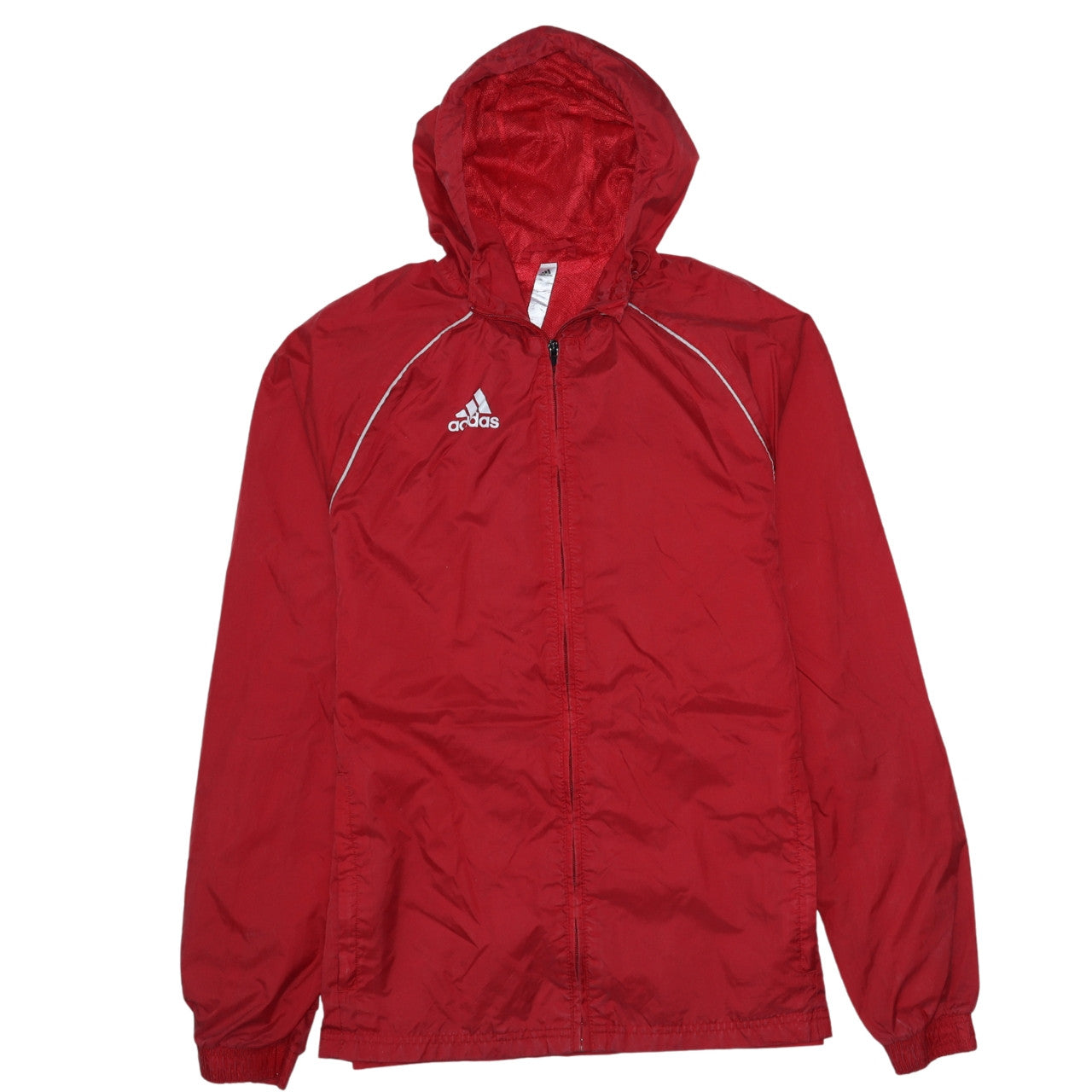 adidas Mens Red XS Lightweight Hooded Windbreaker Jacket