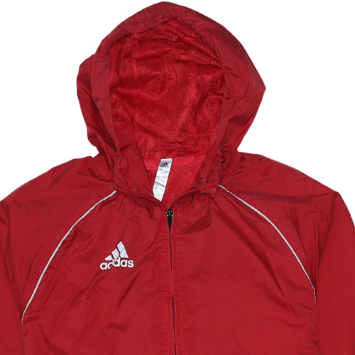 adidas Mens Red XS Lightweight Hooded Windbreaker Jacket