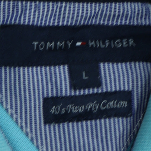 Tommy Hilfiger Men's Blue L Cotton Polo Shirt Classic Casual