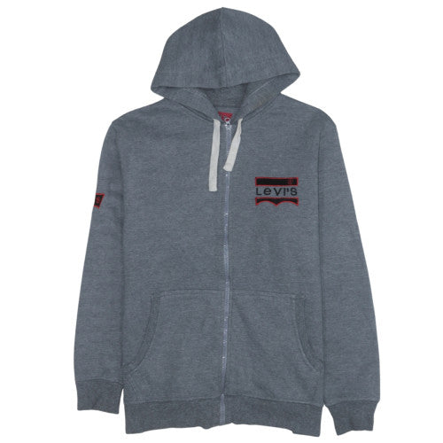 Levi's Mens Grey Full Zip Hoodie M Cotton Logo Sweatshirt