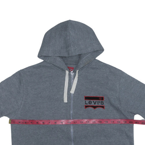 Levi's Mens Grey Full Zip Hoodie M Cotton Logo Sweatshirt