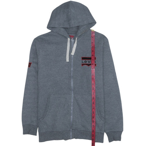 Levi's Mens Grey Full Zip Hoodie M Cotton Logo Sweatshirt