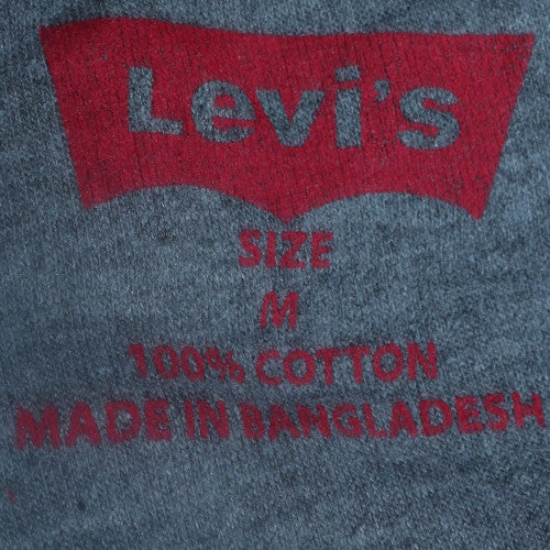 Levi's Mens Grey Full Zip Hoodie M Cotton Logo Sweatshirt