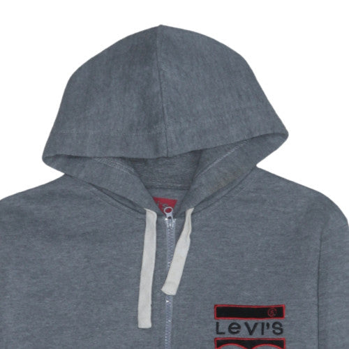 Levi's Mens Grey Full Zip Hoodie M Cotton Logo Sweatshirt