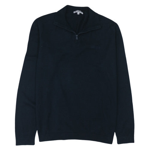 Lambretta Men's Black 3XL 1/4 Zip Cotton Knit Jumper