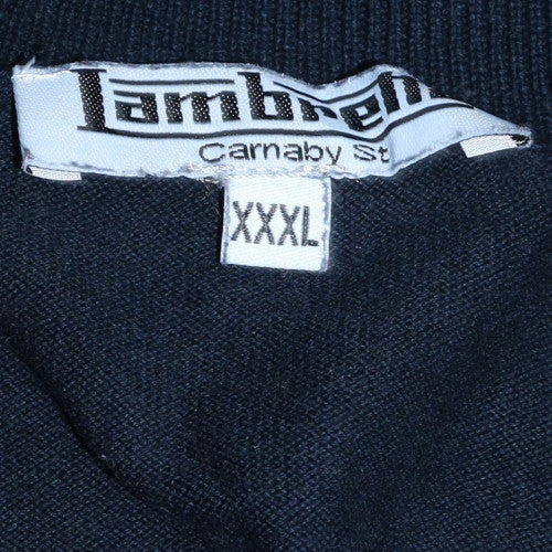 Lambretta Men's Black 3XL 1/4 Zip Cotton Knit Jumper