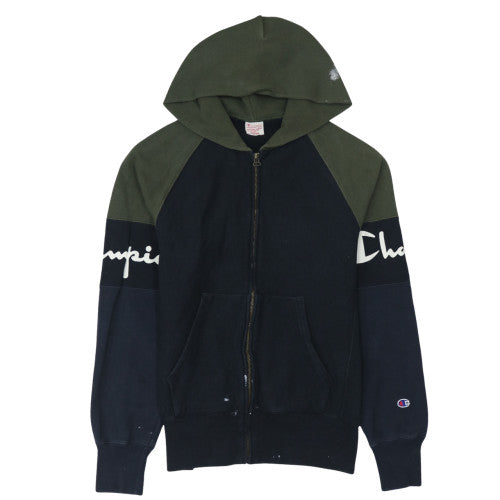 Champion Men's Green & Black Full Zip Logo Hoodie Size L