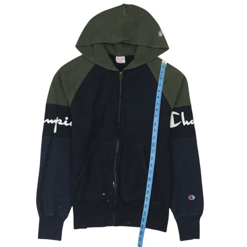 Champion Men's Green & Black Full Zip Logo Hoodie Size L