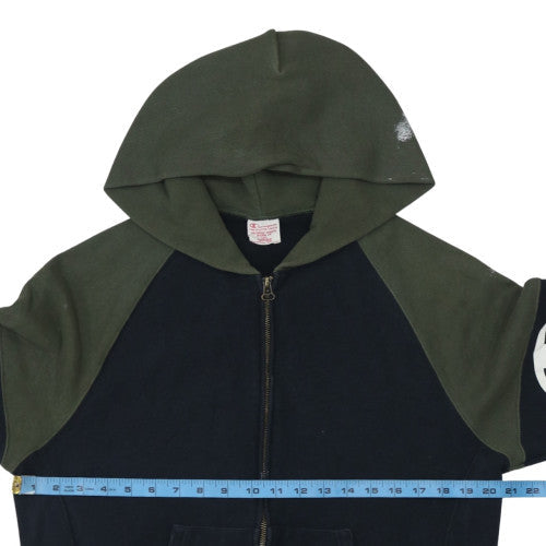Champion Men's Green & Black Full Zip Logo Hoodie Size L