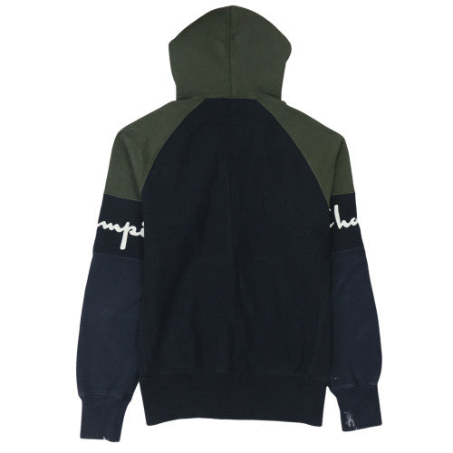 Champion Men's Green & Black Full Zip Logo Hoodie Size L