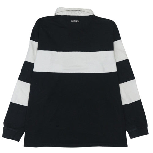 Guinness Men's Black 2XL Striped Rugby Pullover Sweatshirt