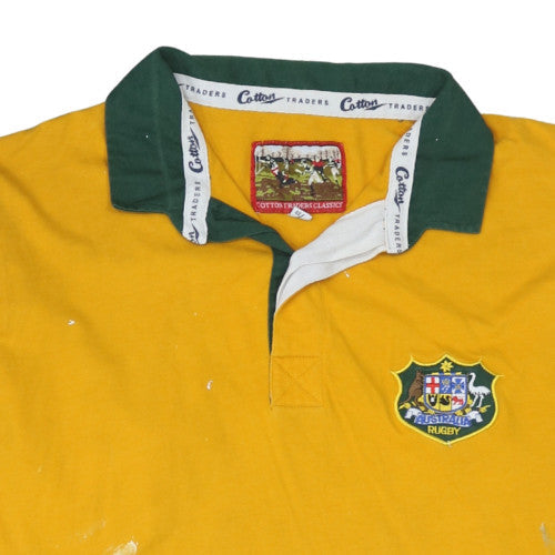 Cotton Traders Men's Yellow XL Pullover Rugby Sweatshirt