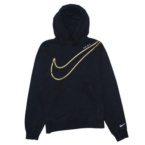 Nike Women's Black Gold Swoosh Pullover Hoodie M