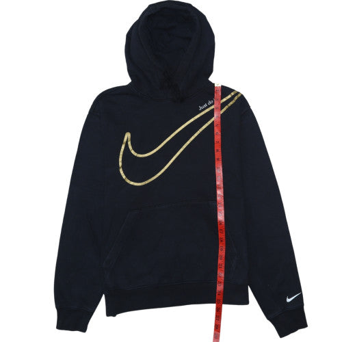 Nike Women's Black Gold Swoosh Pullover Hoodie M