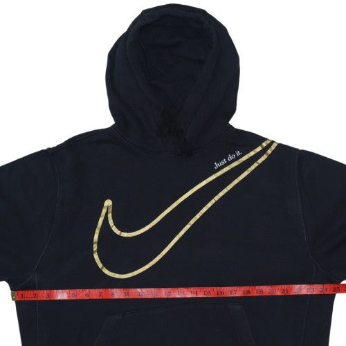 Nike Women's Black Gold Swoosh Pullover Hoodie M