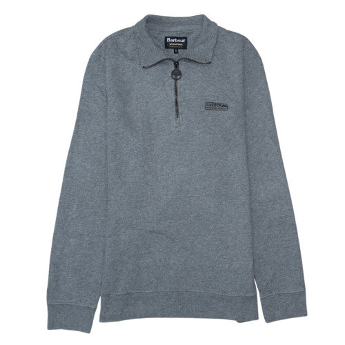 Barbour International Men's Grey 1/4 Zip Cotton Jumper Size M