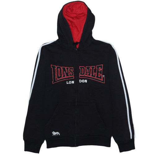 Lonsdale Men’s Black Full Zip Hoodie Small Logo Sportswear