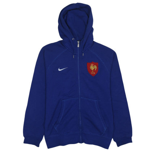 Nike Mens Blue Full Zip Hoodie France Rugby XV Embroidered Logo Size L