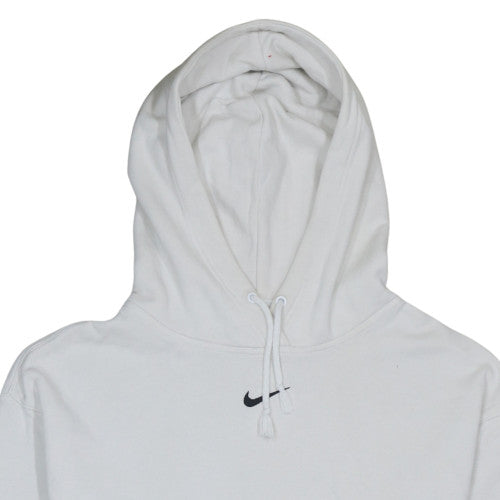 Nike Men's White Pullover Hoodie Small Logo Fleece Sweatshirt