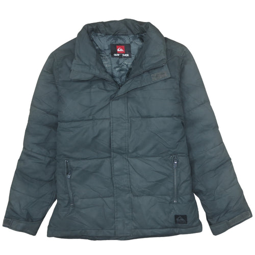 Quiksilver Women’s Grey Puffer Jacket Size 14 Hooded Mid-Length