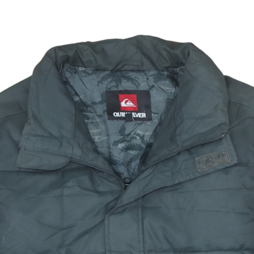 Quiksilver Women’s Grey Puffer Jacket Size 14 Hooded Mid-Length