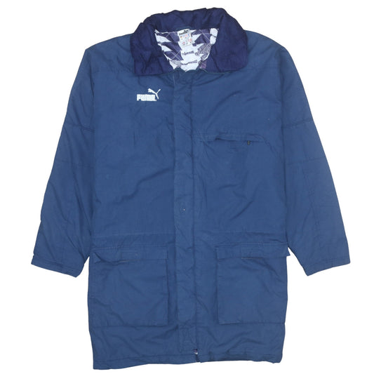 Puma Men's Blue Medium Parka Coat Winter Lined Full Zip