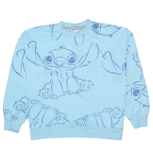 Disney Women Blue Stitch Sweatshirt XL Crew Neck Pullover