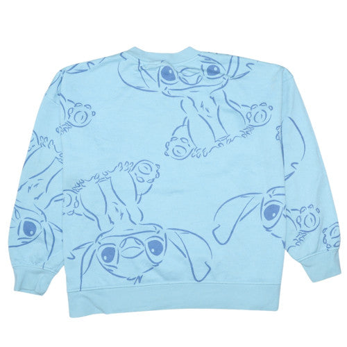 Disney Women Blue Stitch Sweatshirt XL Crew Neck Pullover