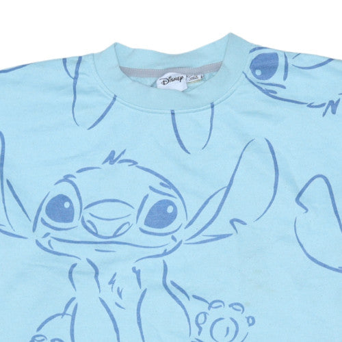 Disney Women Blue Stitch Sweatshirt XL Crew Neck Pullover