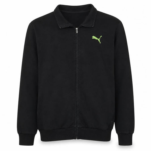 Front view of Puma Men's Black XL Track Jacket Full Zip Cotton Blend