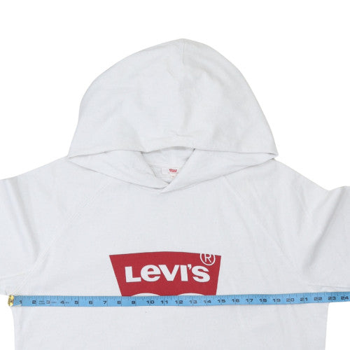 Levi's Men's White Pullover Hoodie M Logo Fleece Sweatshirt