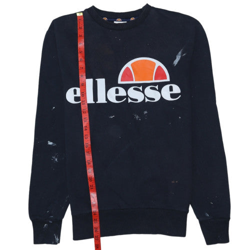 Ellesse Womens Black Size 12 Crew Neck Logo Pullover Sweatshirt