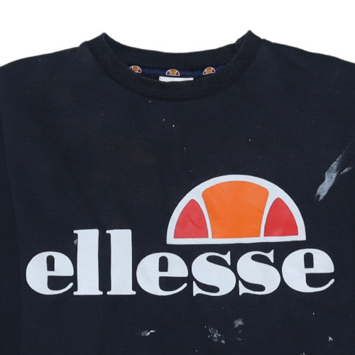 Ellesse Womens Black Size 12 Crew Neck Logo Pullover Sweatshirt