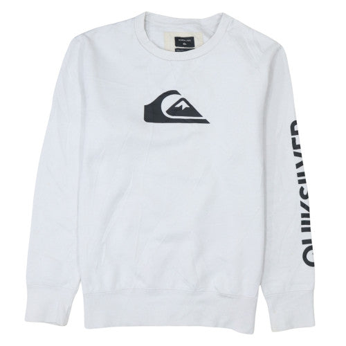 Quiksilver Mens White L Pullover Crew Neck Logo Sweatshirt